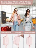 Clip and Go Strap for Phone with Wallet Crossbody Phone Lanyard Adjustable and Detachable RFID Wristlet Wallet with ID Window and Zipper, Pink - Image 4