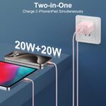 Fast Charger Block, 20W Dual Port USB C Fast Charger Block with 6FT Long USB C to C Charging Cable Cord for Phone 17 16 15 Pro Max/17 16 15 Pro/17 16 15/16 15 Plus-Pink - Image 4