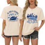 Graphic T-Shirts for Women Hiking Camping Trip Compass Printed Vintage Summer Casual Tees Holiday Workout Tops - Image 6