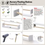 Includes Hardware, No Wood Inserts Needed Nursery Book Shelves, 4 Pack, Wall Book Shelves for Kids Room, Baby, Toddler, Nursery Decor - Image 3