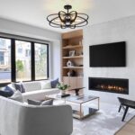 Semi Flush Mount Ceiling Light Fixture Chandelier 6-Light Kitchen Ceiling Lights 25'' Black Farmhouse Chandelier Style Flower Shape Light Fixture Bedroom for Foyer,Entryway,Living Room - Image 3