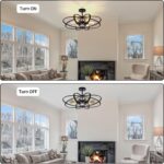 Semi Flush Mount Ceiling Light Fixture Chandelier 6-Light Kitchen Ceiling Lights 25'' Black Farmhouse Chandelier Style Flower Shape Light Fixture Bedroom for Foyer,Entryway,Living Room - Image 4