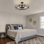 Semi Flush Mount Ceiling Light Fixture Chandelier 6-Light Kitchen Ceiling Lights 25'' Black Farmhouse Chandelier Style Flower Shape Light Fixture Bedroom for Foyer,Entryway,Living Room - Image 6