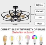 Semi Flush Mount Ceiling Light Fixture Chandelier 6-Light Kitchen Ceiling Lights 25'' Black Farmhouse Chandelier Style Flower Shape Light Fixture Bedroom for Foyer,Entryway,Living Room - Image 7