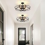 Semi Flush Mount Ceiling Light Fixture Chandelier 6-Light Kitchen Ceiling Lights 25'' Black Farmhouse Chandelier Style Flower Shape Light Fixture Bedroom for Foyer,Entryway,Living Room - Image 8