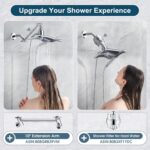 BRIGHT SHOWERS High Pressure Dual Shower Head Combo, Handheld Showerhead Rainfall Shower Head Combo with Black Face, 60 Inch Long Stainless Steel Shower Hose, Chrome - Image 7