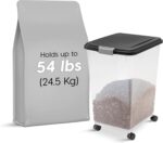 IRIS USA Airtight Dog Food Storage Container, Up to 54 lbs, Attachable Wheels, For Dog Cat Bird and Other Pet Food Storage Bin, Keep Fresh, Translucent Body, Easy Mobility, Black - Image 3