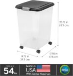 IRIS USA Airtight Dog Food Storage Container, Up to 54 lbs, Attachable Wheels, For Dog Cat Bird and Other Pet Food Storage Bin, Keep Fresh, Translucent Body, Easy Mobility, Black - Image 4