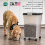 IRIS USA Airtight Dog Food Storage Container, Up to 54 lbs, Attachable Wheels, For Dog Cat Bird and Other Pet Food Storage Bin, Keep Fresh, Translucent Body, Easy Mobility, Black - Image 6