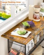 Kitchen Island with 3 Shelves, Rolling Kitchen Cart with 6 Hooks and Protective Shelf, Microwave Stand on Lockable Wheels, Bakers Rack Coffee Bar for Dining, Living Room, Outdoor, Metal Frame - Image 8