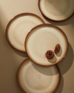 Stoneware Dinnerware Sets, Ceramic Plates and Bowls Set, Microwave & Dishwasher Safe Kitchen Dish Set, Modern Dinner Salad Plates | Cereal Bowls for 4, Dishware Sets Brown Yellow - Image 6