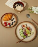 Stoneware Dinnerware Sets, Ceramic Plates and Bowls Set, Microwave & Dishwasher Safe Kitchen Dish Set, Modern Dinner Salad Plates | Cereal Bowls for 4, Dishware Sets Brown Yellow - Image 7