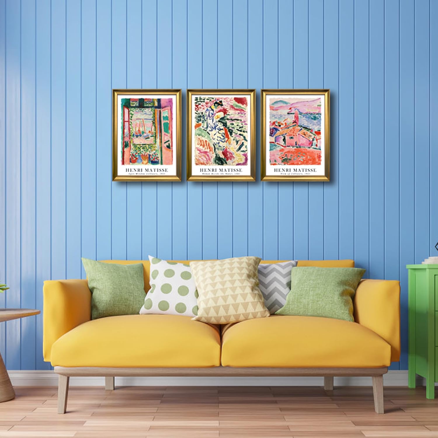 Wieco Art Framed Canvas Wall Art 3 Piece Henri Mattise Art Abstract Colorful Matisse Posters Canvas Prints for Wall and Home Office Decorations Bronze Gold Frame - Image 6