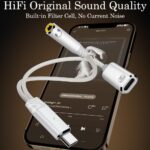 AuviPal USB C to 3.5mm Headphone Adapter with 100W PD Charging, USB Type C Male to 3.5mm Jack Headphone Female Converter, 2-in-1 USB-C Audio & Power Cable, Supports Line Control and Calls - White - Image 3