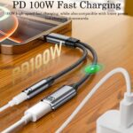 AuviPal USB C to 3.5mm Headphone Adapter with 100W PD Charging, USB Type C Male to 3.5mm Jack Headphone Female Converter, 2-in-1 USB-C Audio & Power Cable, Supports Line Control and Calls - White - Image 6