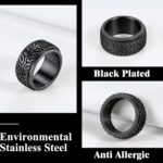 Stainless Steel Spinner Ring Cool Car Motorcycle Tire Tread Biker Rings Fidget Band Rings for Men Women, Size 7-12 (with Gift Box) - Image 5