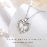 Vito 925 Sterling Silver Initial Necklace for Women, Cubic Zirconia Double Heart Letter Pendant, 18" - Image 9