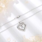 Vito 925 Sterling Silver Initial Necklace for Women, Cubic Zirconia Double Heart Letter Pendant, 18" - Image 10