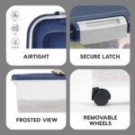 IRIS USA 54 Lbs / 69 Qt WeatherPro Airtight Pet Food Storage Container with Attachable Casters, For Dog Cat Bird and Other Pet Food Storage Bin, Keep Fresh, Easy Mobility, BPA Free, Navy/Pearl - Image 5
