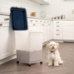 IRIS USA 54 Lbs / 69 Qt WeatherPro Airtight Pet Food Storage Container with Attachable Casters, For Dog Cat Bird and Other Pet Food Storage Bin, Keep Fresh, Easy Mobility, BPA Free, Navy/Pearl - Image 6