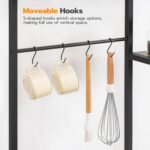 HOOBRO Bakers Rack with Power Outlet and LED Light, 6-Tier Microwave Stand with Wire Baskets, Coffee Bar Station, Kitchen Utility Storage Shelf with 4 Hooks, Rustic Brown and Black BF64UDHB01 - Image 9