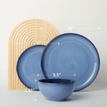 Stoneware Dinnerware Sets, Ceramic Plates and Bowls Set, Microwave & Dishwasher Safe Kitchen Dish Set, Modern Dinner Plates | Salad Plate | Cereal Bowls for 4, Dishware Sets Blue - Image 3