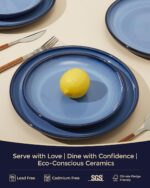 Stoneware Dinnerware Sets, Ceramic Plates and Bowls Set, Microwave & Dishwasher Safe Kitchen Dish Set, Modern Dinner Plates | Salad Plate | Cereal Bowls for 4, Dishware Sets Blue - Image 4
