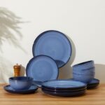 Stoneware Dinnerware Sets, Ceramic Plates and Bowls Set, Microwave & Dishwasher Safe Kitchen Dish Set, Modern Dinner Plates | Salad Plate | Cereal Bowls for 4, Dishware Sets Blue - Image 6