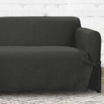 SureFit Farmhouse Basketweave Faux Linen Sofa Slipcovers, Couch Cover One Piece Design and Straight Skirt, Removable and Machine Washable Sofa Cover, Charcoal - Image 4