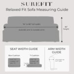 SureFit Farmhouse Basketweave Faux Linen Sofa Slipcovers, Couch Cover One Piece Design and Straight Skirt, Removable and Machine Washable Sofa Cover, Charcoal - Image 5