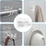 CIEMGNZOC 4PCS No Drill Curtain Brackets, Self-Adhesive Rod Holders, Adjustable Hooks for Rods Under 1.57 Inch (Transparent) - Image 8