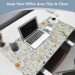 AQQA Flower Large Desk Pad,Floral Desk Mat for Desktop,Non-Slip PU Leather Mouse Pad, Waterproof Laptop Computer Desk Keyboard Mat,Table Protector Blotter Mat for School Office Home 31.5" x 15.7" - Image 7