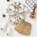 JEELLIGULAR Toddler Baby Boy Summer Clothes Short Sleeve Button Down Shirt Shorts Set Gentlemen Casual Outfits 1-6 Years - Image 3