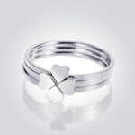 Exquisite Clover Heart Stacked Titanium Alloy Ring Set, Silver and Rose Gold, Gold, Fashion Declaration Ring, 3-Piece Set - Image 4