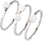 Exquisite Clover Heart Stacked Titanium Alloy Ring Set, Silver and Rose Gold, Gold, Fashion Declaration Ring, 3-Piece Set - Image 7