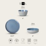 Stone Lain Elica 24-Piece Modern Dinnerware Set Stoneware, Plates and Bowl Sets for 8, Blue and Grey - Image 3