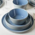 Stone Lain Elica 24-Piece Modern Dinnerware Set Stoneware, Plates and Bowl Sets for 8, Blue and Grey - Image 5