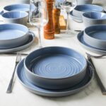 Stone Lain Elica 24-Piece Modern Dinnerware Set Stoneware, Plates and Bowl Sets for 8, Blue and Grey - Image 7