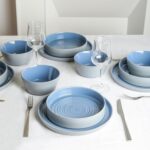 Stone Lain Elica 24-Piece Modern Dinnerware Set Stoneware, Plates and Bowl Sets for 8, Blue and Grey - Image 9