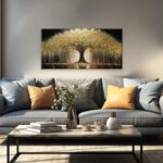 Golden Tree Of Life Wall Art Decor Modern Art Wall Decor Ready To Hang Artwork Canvas Wall Art For Bedroom Living Room Bathroom Office Kitchen Canvas Prints 20x40 Inch - Image 4
