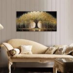 Golden Tree Of Life Wall Art Decor Modern Art Wall Decor Ready To Hang Artwork Canvas Wall Art For Bedroom Living Room Bathroom Office Kitchen Canvas Prints 20x40 Inch - Image 6