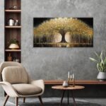 Golden Tree Of Life Wall Art Decor Modern Art Wall Decor Ready To Hang Artwork Canvas Wall Art For Bedroom Living Room Bathroom Office Kitchen Canvas Prints 20x40 Inch - Image 7
