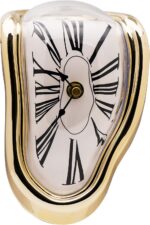 Melting Clock, Salvador Dali Watch Melted Clock for Decorative Home Office Shelf Desk Table Funny Creative Gift, Rome Gold - Image 5