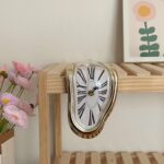 Melting Clock, Salvador Dali Watch Melted Clock for Decorative Home Office Shelf Desk Table Funny Creative Gift, Rome Gold - Image 7