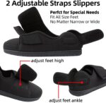 Men Adjustable Straps Slippers Breathable Adjust Closure Diabetic Walking Shoes for Men Extra Wide Width for Swollen Feet All Season Wear Black DarkBlue US8-US13 - Image 5