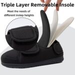 Men Adjustable Straps Slippers Breathable Adjust Closure Diabetic Walking Shoes for Men Extra Wide Width for Swollen Feet All Season Wear Black DarkBlue US8-US13 - Image 6