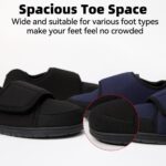 Men Adjustable Straps Slippers Breathable Adjust Closure Diabetic Walking Shoes for Men Extra Wide Width for Swollen Feet All Season Wear Black DarkBlue US8-US13 - Image 7