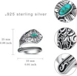 Turquoise Rings for Women - 925 Sterling Silver Highland Cow/Cross/Dragonfly/Butterfly/Adjustable Spoon Ring - Turquoise Jewelry - Western Gifts for Mom Wife Best Friend or Her Size 5-9 - Image 7
