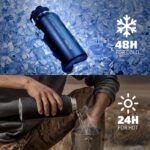 ONETIGRIS 32 oz Insulated Water Bottle with Straw - Tactical Stainless Steel Water Jug, Leakproof Thermos Wide Mouth Sport bottle with 3 Lids and Sleeve for Travel, Gym, Camping, Hiking - Image 3