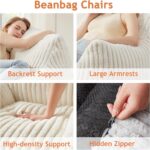 Giant Bean Bag Chairs for Adults with Filling Plush Fluffy Bean Bag Chairs for Teens with Armrests Comfy BeanBag Lazy Couch Sofa Chair for Bedroom Living Room Reading - Image 5